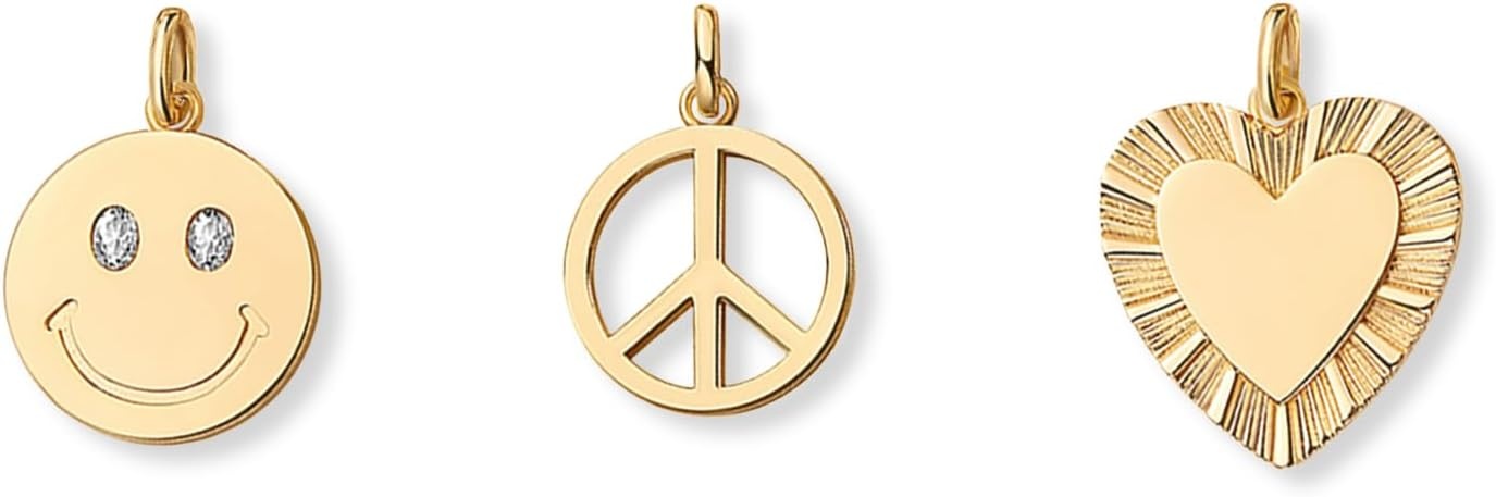 image:imagePAVOI 14K Gold Plated Chain Bag Charm for Handbags Motif Charms Keychain for Women Valentines Day Purse Accessory GiftPeace Love