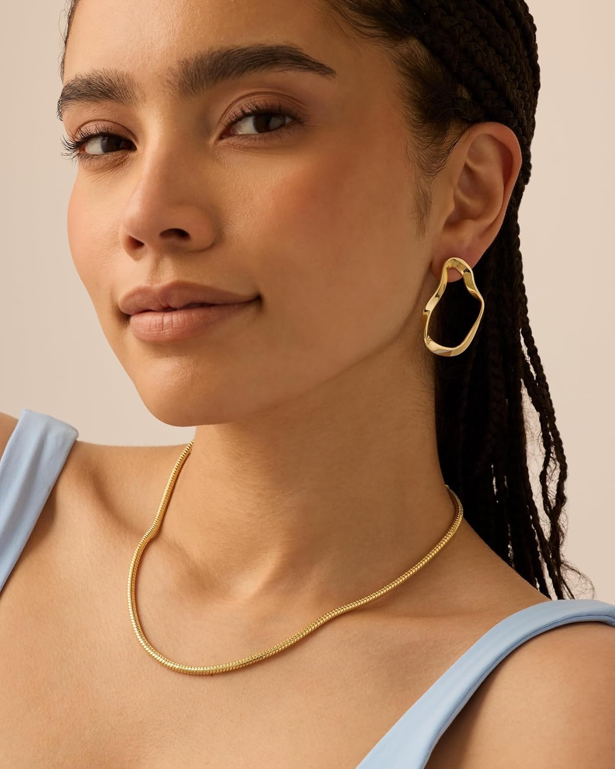 image:imagePAVOI 14K Gold Plated Chunky Chain Choker Necklaces for Women Gold Statement Graduated Link Chain Necklace Bold Oval Link Barbell Links Paperclip ChainsSnake 3MM