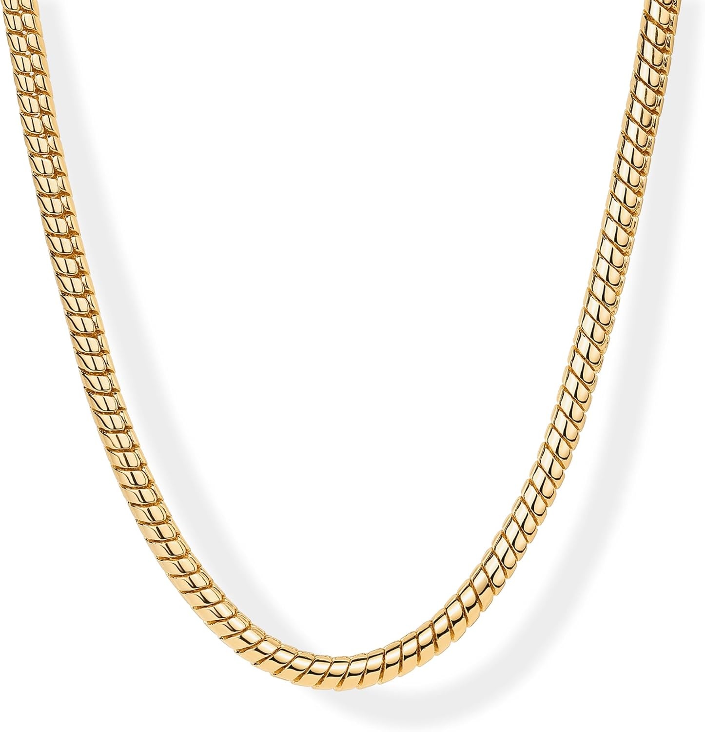 image:imagePAVOI 14K Gold Plated Chunky Chain Choker Necklaces for Women Gold Statement Graduated Link Chain Necklace Bold Oval Link Barbell Links Paperclip ChainsSnake 5MM