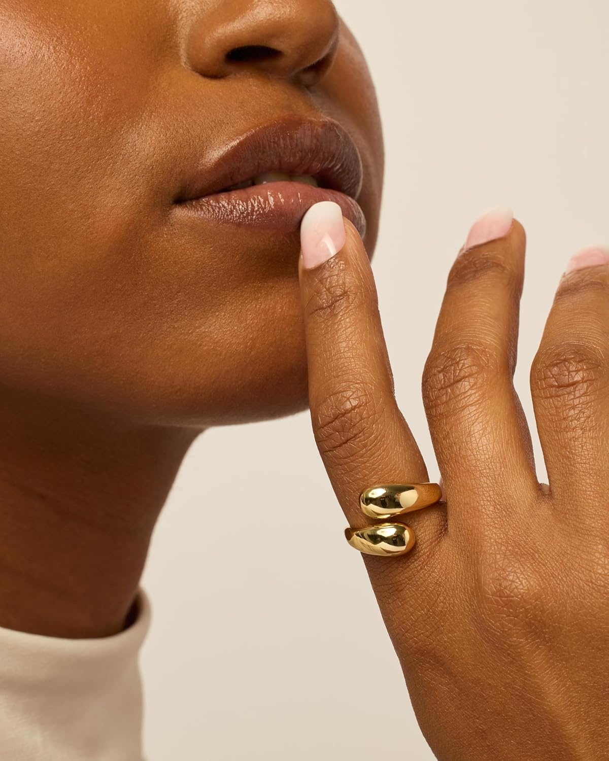 image:imagePAVOI 14K Gold Plated Chunky Open Twist Stackable Rings for Women Bold Crossover Statement Ring BandWhite Gold