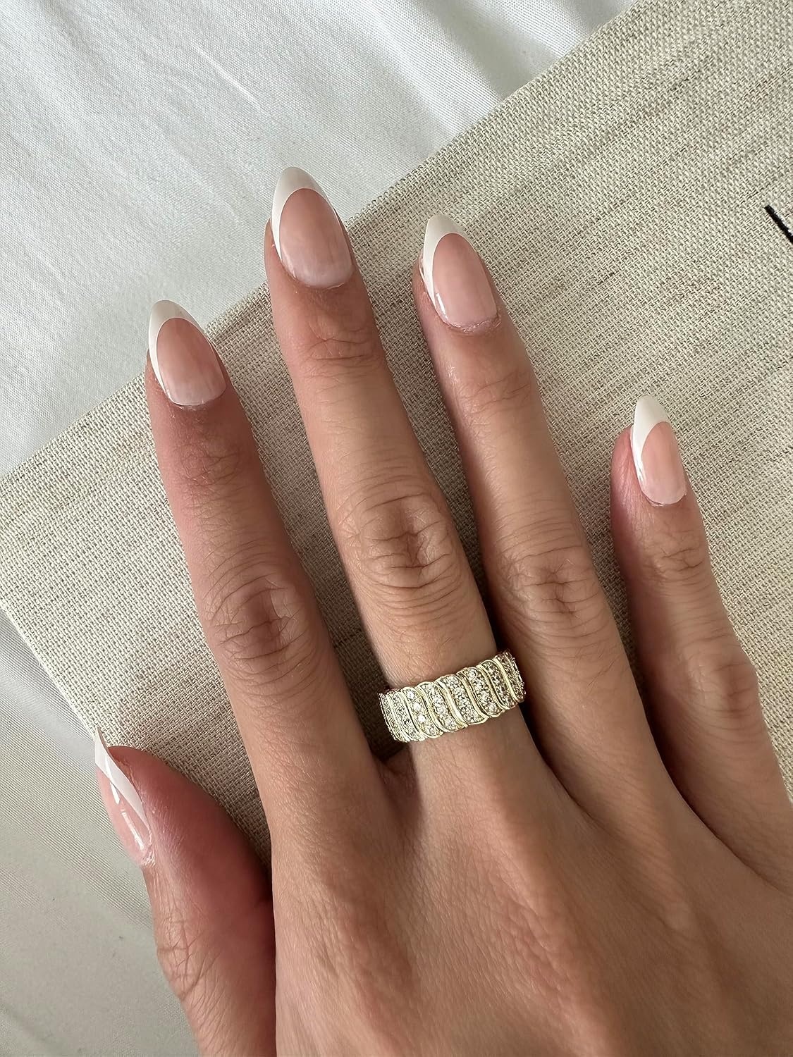image:imagePAVOI 14K Gold Plated Chunky Ring Cubic Zirconia Stackable Rings Chunky Wide Band for WomenWhite Gold