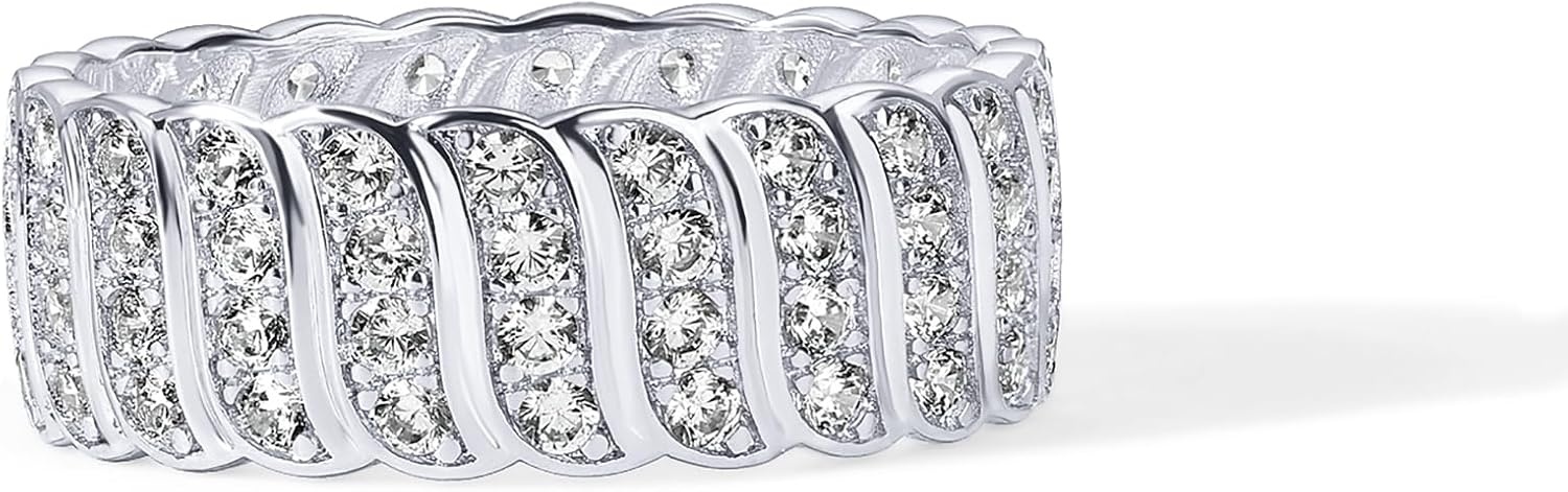 image:imagePAVOI 14K Gold Plated Chunky Ring Cubic Zirconia Stackable Rings Chunky Wide Band for WomenWhite Gold