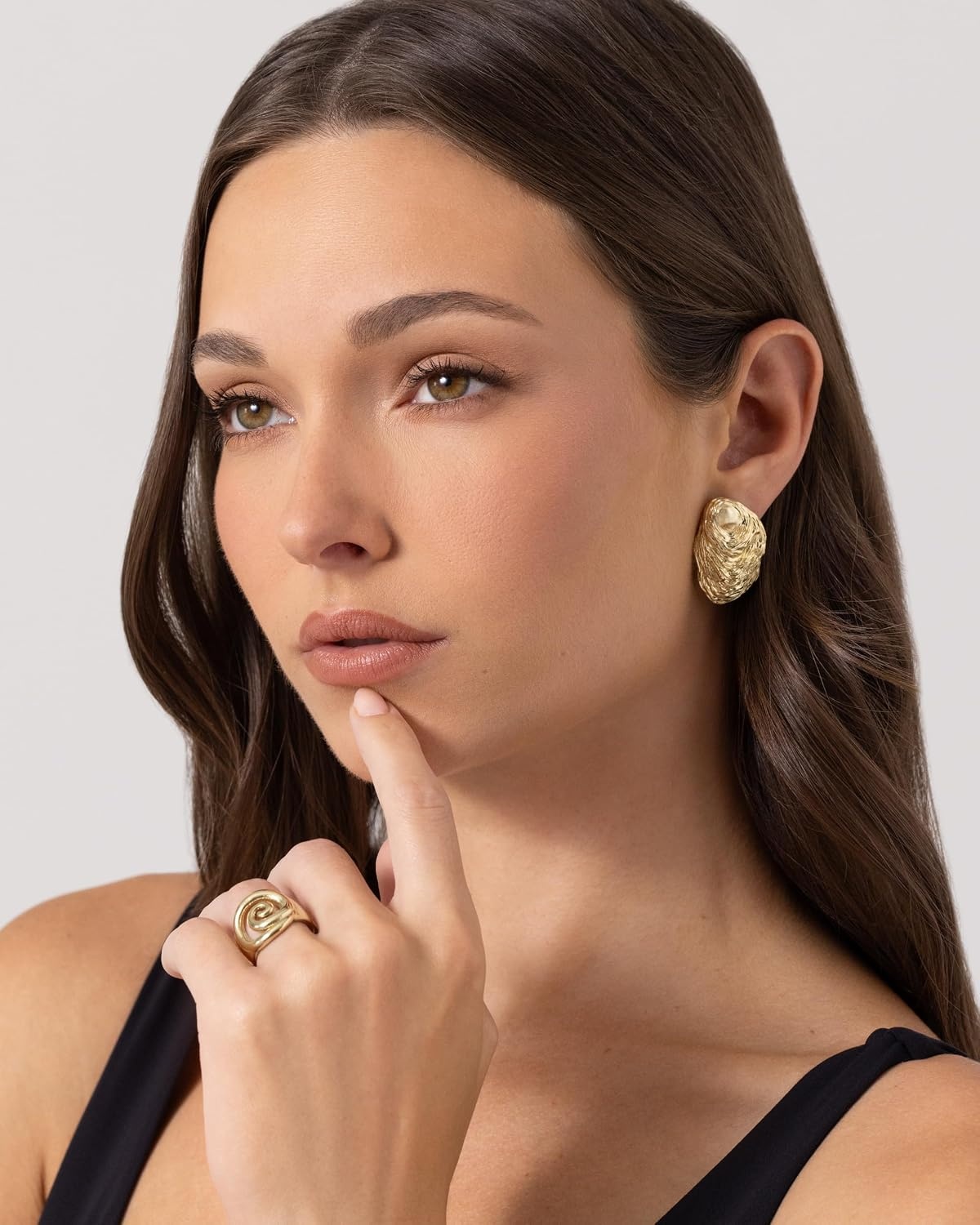 image:imagePAVOI 14K Gold Plated Chunky Sea Shell Earrings for Women Statement Coastal Seashell Stud Earrings Trendy Beach Geometric Ridge Studs Summer JewelryWhite Gold