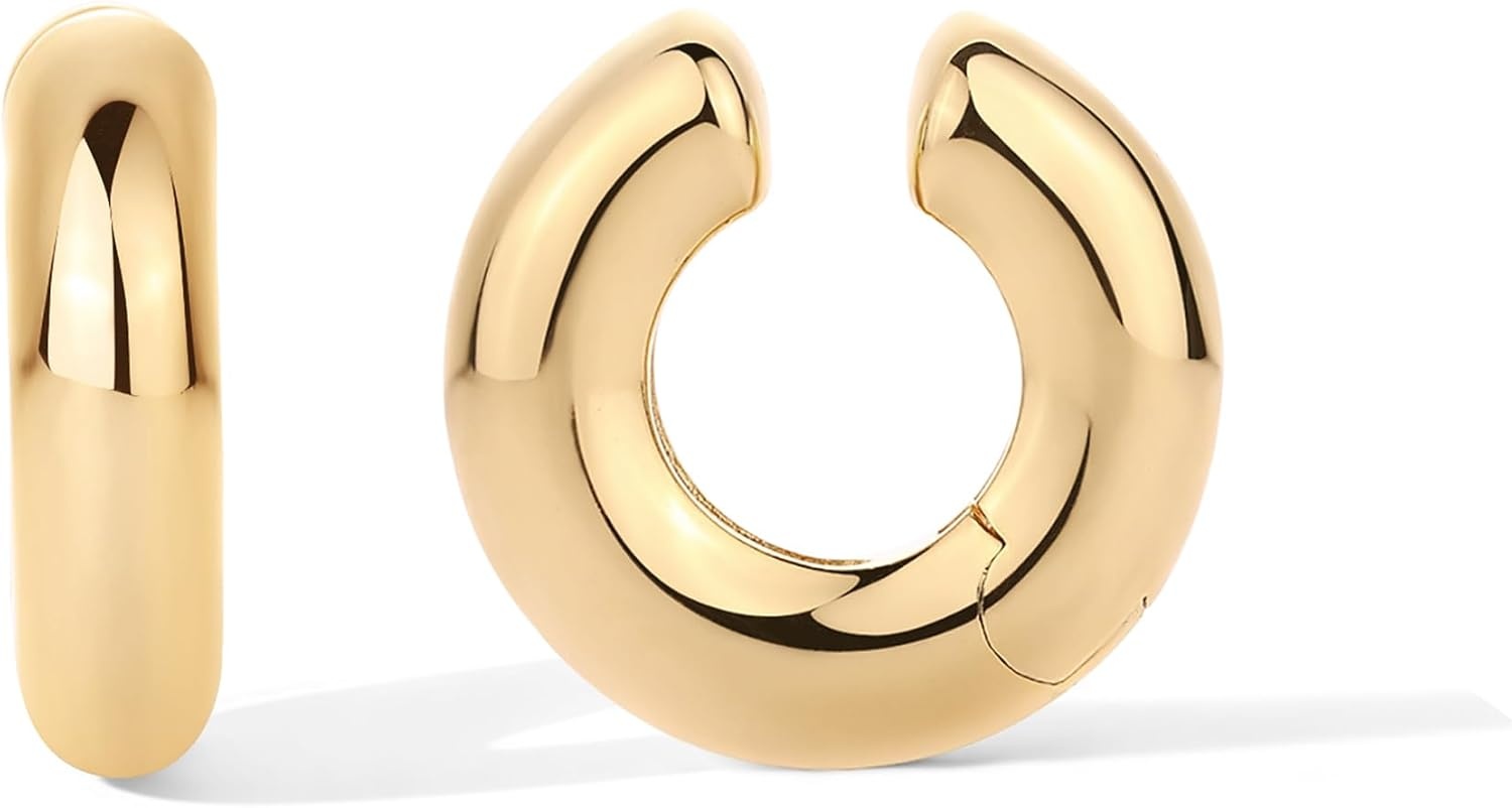 image:imagePAVOI 14K Gold Plated Chunky Tubular Hinged Earscape Ear Cuffs for Women Statement Earring PairPlain