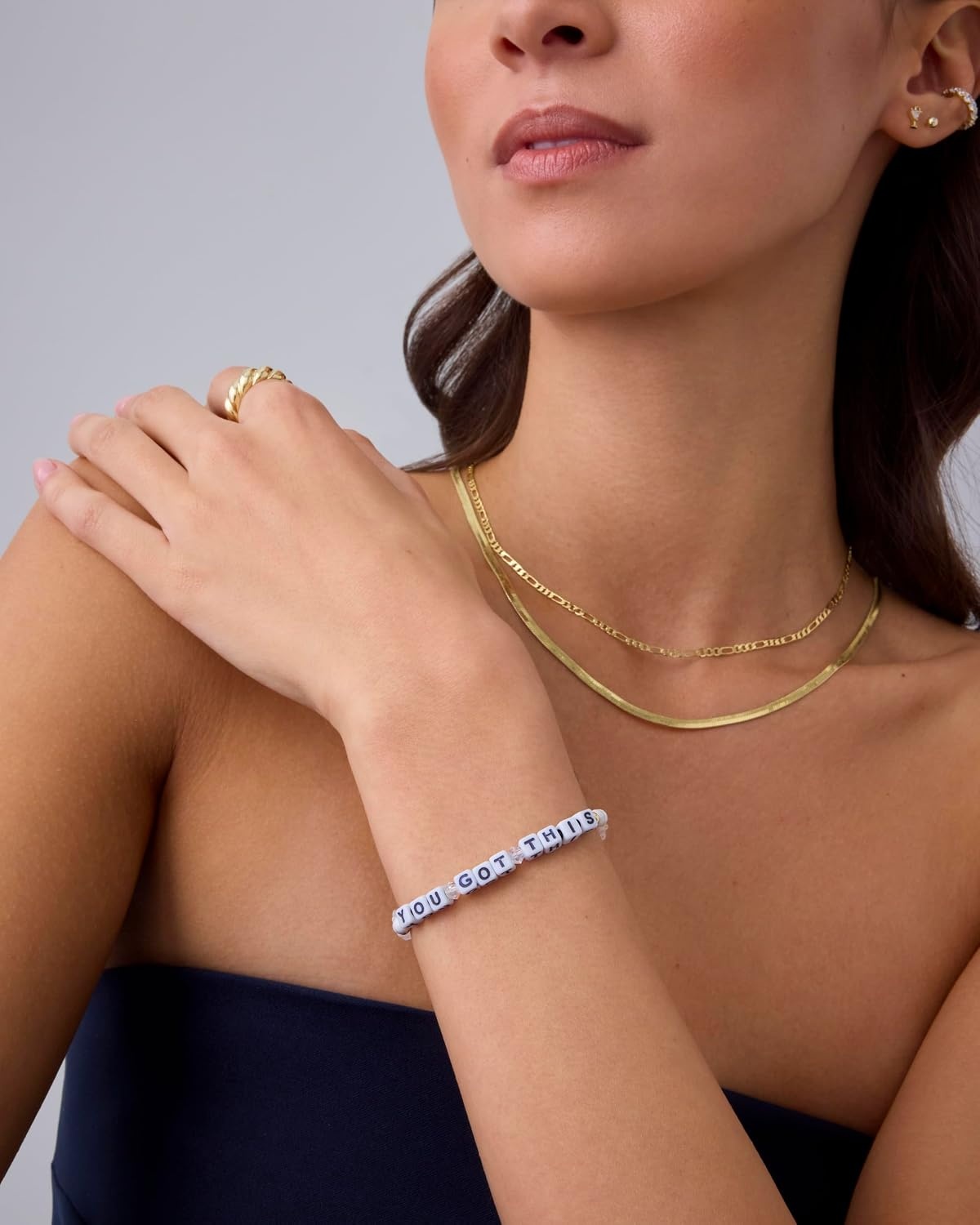 image:imagePAVOI 14K Gold Plated Colored Mantra Evil Eye Beaded Gemstone Bracelets for Women  Adjustable Friendship Beaded Bracelets with Words  I Am Enough Fearless Breathe Good Energy In My Era Grateful You Got This Affirmation BraceletYou Got This