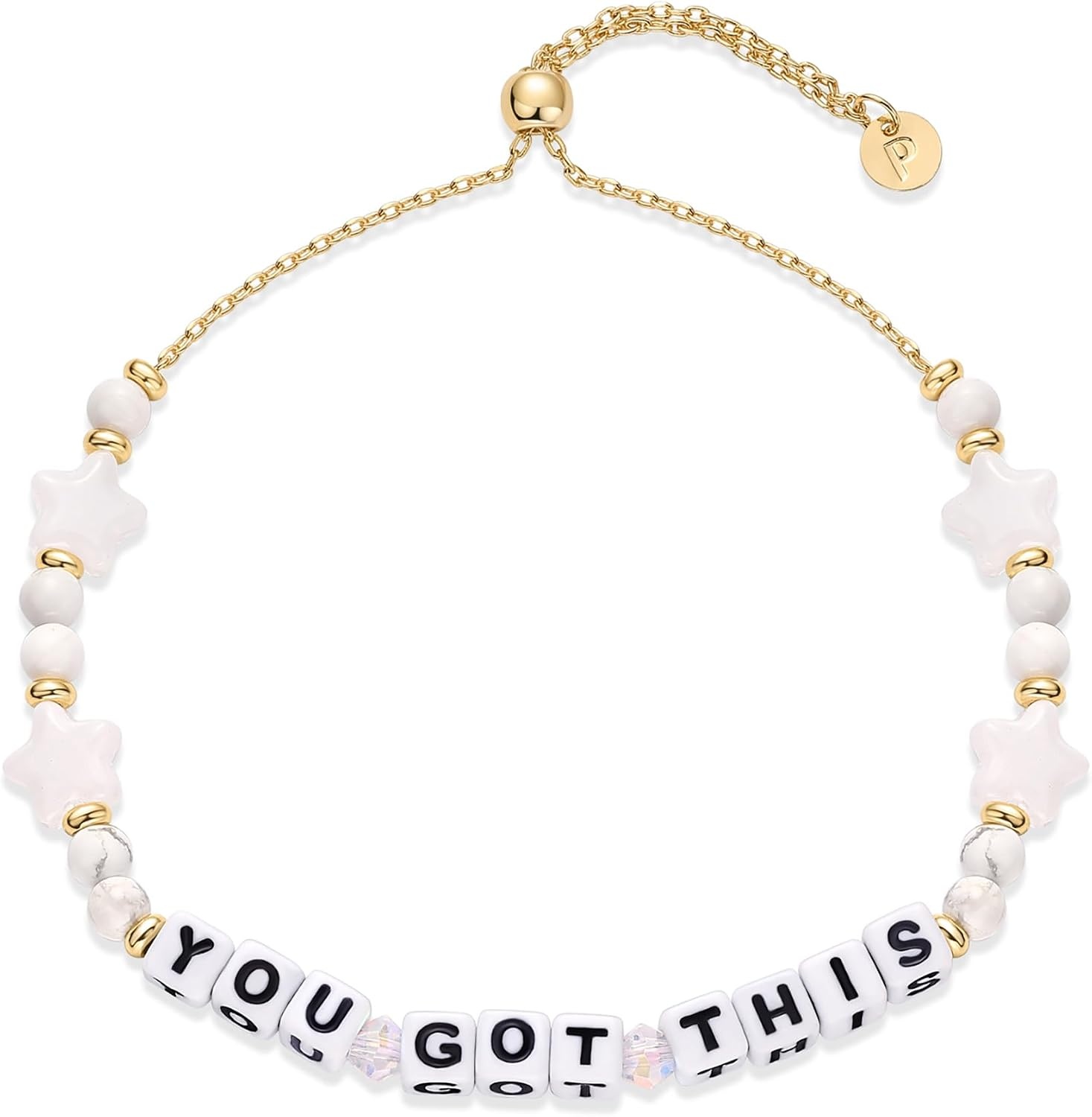 image:imagePAVOI 14K Gold Plated Colored Mantra Evil Eye Beaded Gemstone Bracelets for Women  Adjustable Friendship Beaded Bracelets with Words  I Am Enough Fearless Breathe Good Energy In My Era Grateful You Got This Affirmation BraceletYou Got This