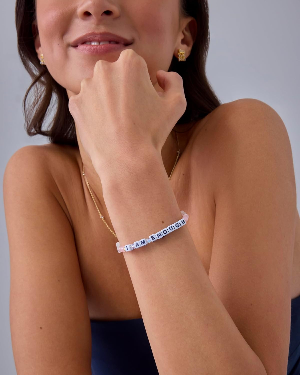 image:imagePAVOI 14K Gold Plated Colored Mantra Evil Eye Beaded Gemstone Bracelets for Women  Adjustable Friendship Beaded Bracelets with Words  I Am Enough Fearless Breathe Good Energy In My Era Grateful You Got This Affirmation BraceletI Am Enough