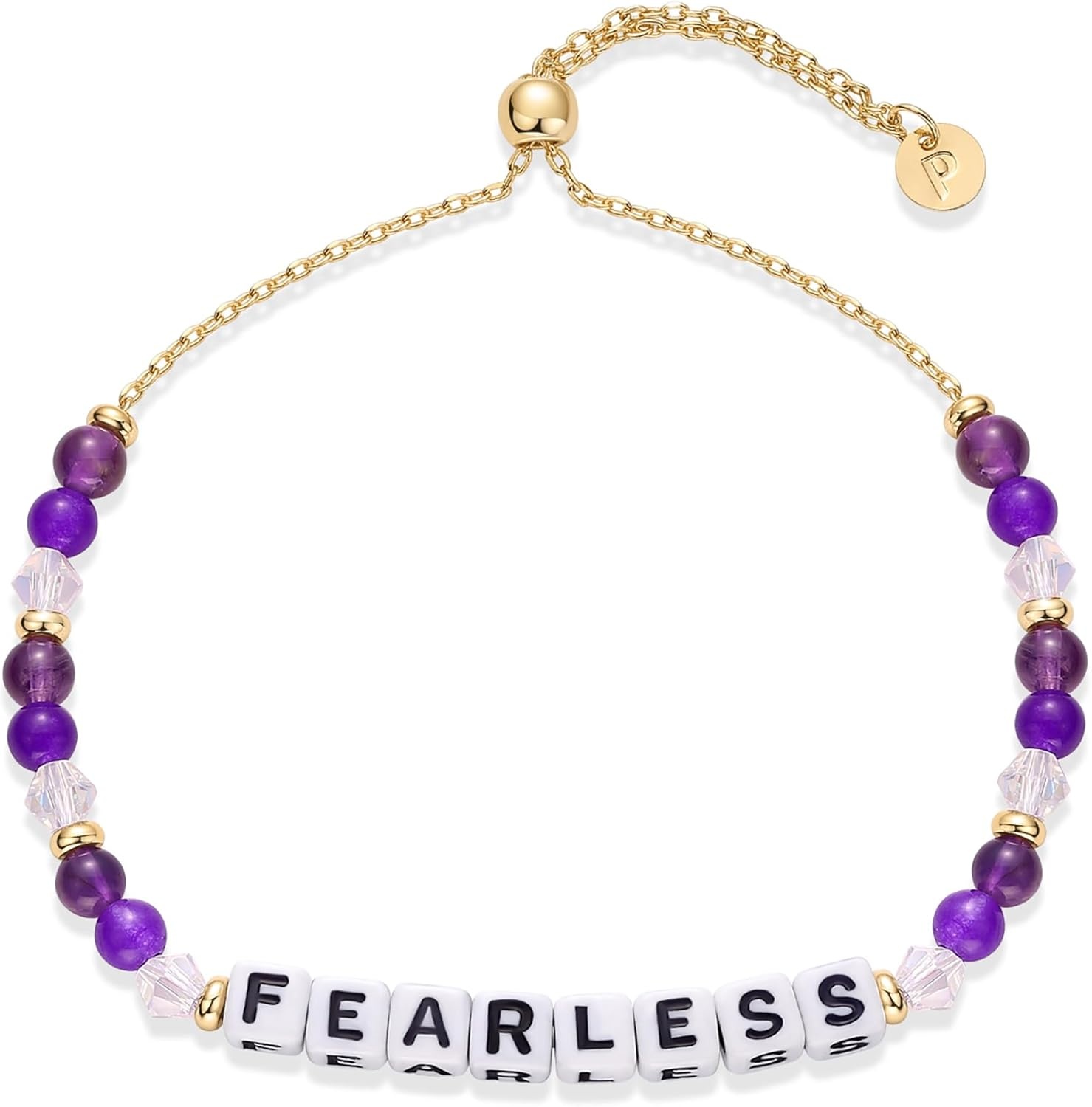 image:imagePAVOI 14K Gold Plated Colored Mantra Evil Eye Beaded Gemstone Bracelets for Women  Adjustable Friendship Beaded Bracelets with Words  I Am Enough Fearless Breathe Good Energy In My Era Grateful You Got This Affirmation BraceletFearless