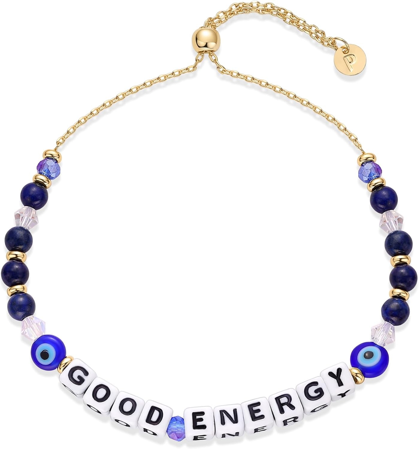 image:imagePAVOI 14K Gold Plated Colored Mantra Evil Eye Beaded Gemstone Bracelets for Women  Adjustable Friendship Beaded Bracelets with Words  I Am Enough Fearless Breathe Good Energy In My Era Grateful You Got This Affirmation BraceletGood Energy