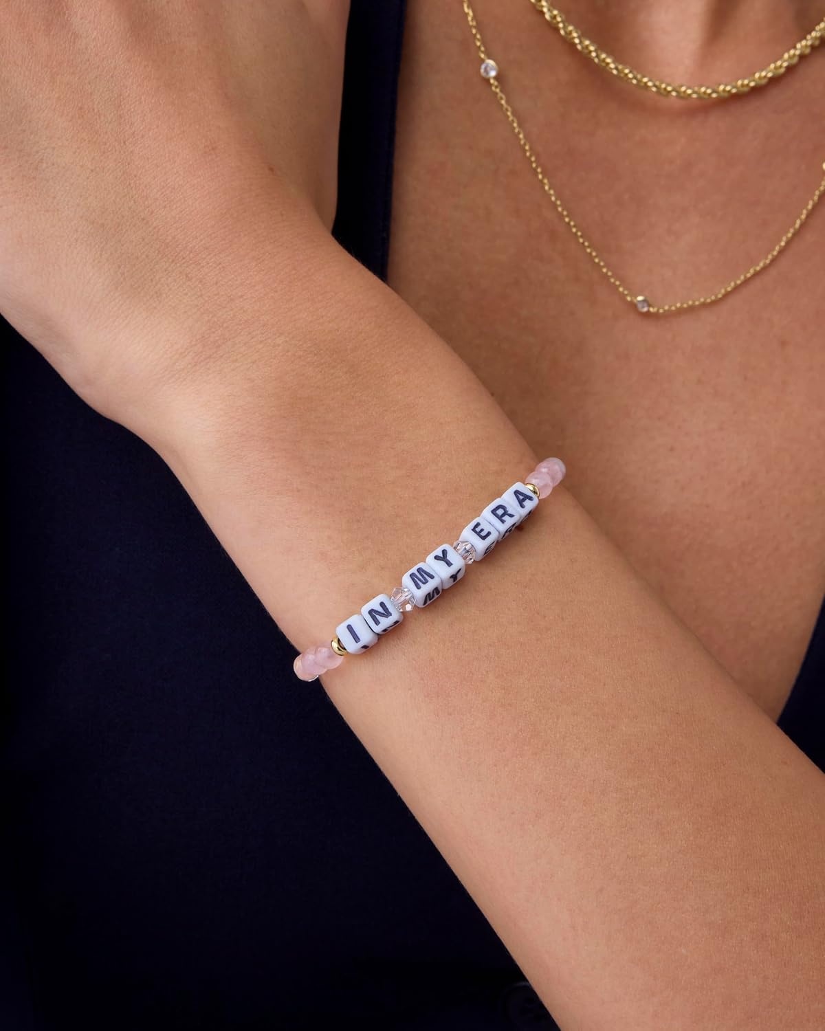 image:imagePAVOI 14K Gold Plated Colored Mantra Evil Eye Beaded Gemstone Bracelets for Women  Adjustable Friendship Beaded Bracelets with Words  I Am Enough Fearless Breathe Good Energy In My Era Grateful You Got This Affirmation BraceletIn My Era