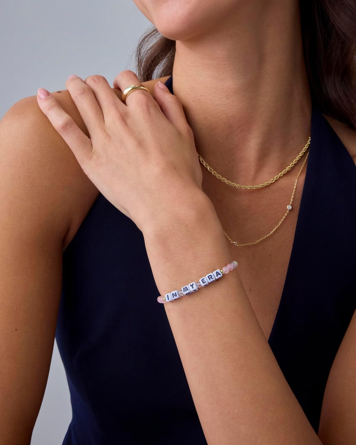 image:imagePAVOI 14K Gold Plated Colored Mantra Evil Eye Beaded Gemstone Bracelets for Women  Adjustable Friendship Beaded Bracelets with Words  I Am Enough Fearless Breathe Good Energy In My Era Grateful You Got This Affirmation BraceletIn My Era