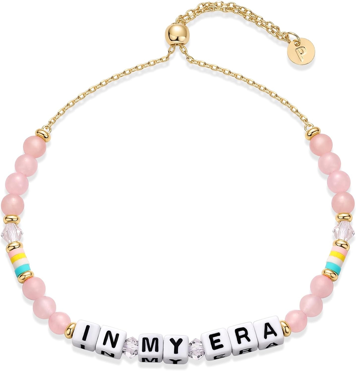 image:imagePAVOI 14K Gold Plated Colored Mantra Evil Eye Beaded Gemstone Bracelets for Women  Adjustable Friendship Beaded Bracelets with Words  I Am Enough Fearless Breathe Good Energy In My Era Grateful You Got This Affirmation BraceletIn My Era