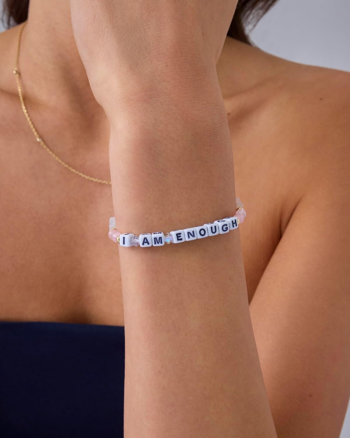 image:imagePAVOI 14K Gold Plated Colored Mantra Evil Eye Beaded Gemstone Bracelets for Women  Adjustable Friendship Beaded Bracelets with Words  I Am Enough Fearless Breathe Good Energy In My Era Grateful You Got This Affirmation BraceletI Am Enough