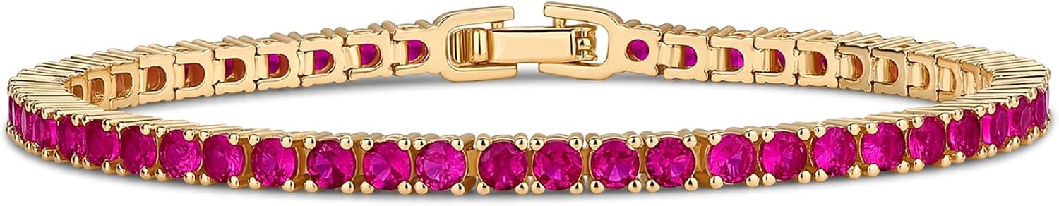 image:imagePAVOI 14K Gold Plated Colorful Tennis Bracelets for Women Gold Tennis Bracelet with Colored Cubic Zirconia Hypoallergenic Summer Color CZ Jewelry GiftYellow Gold