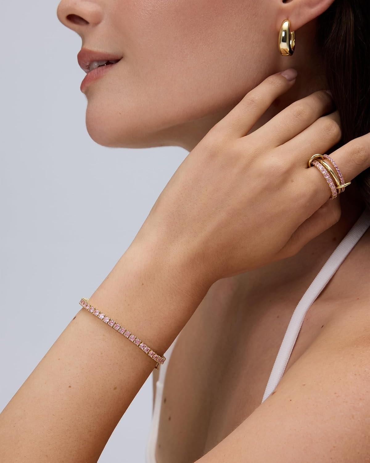 image:imagePAVOI 14K Gold Plated Colorful Tennis Bracelets for Women Gold Tennis Bracelet with Colored Cubic Zirconia Hypoallergenic Summer Color CZ Jewelry GiftYellow Gold