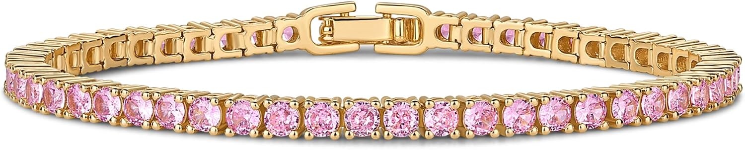 image:imagePAVOI 14K Gold Plated Colorful Tennis Bracelets for Women Gold Tennis Bracelet with Colored Cubic Zirconia Hypoallergenic Summer Color CZ Jewelry GiftYellow Gold