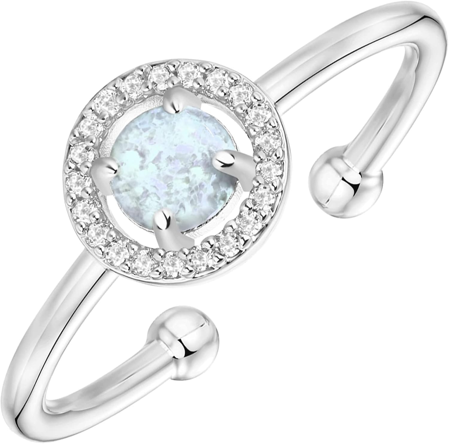 image:imagePAVOI 14K Gold Plated Created Opal Rings Stacking Rings for WomenHalo