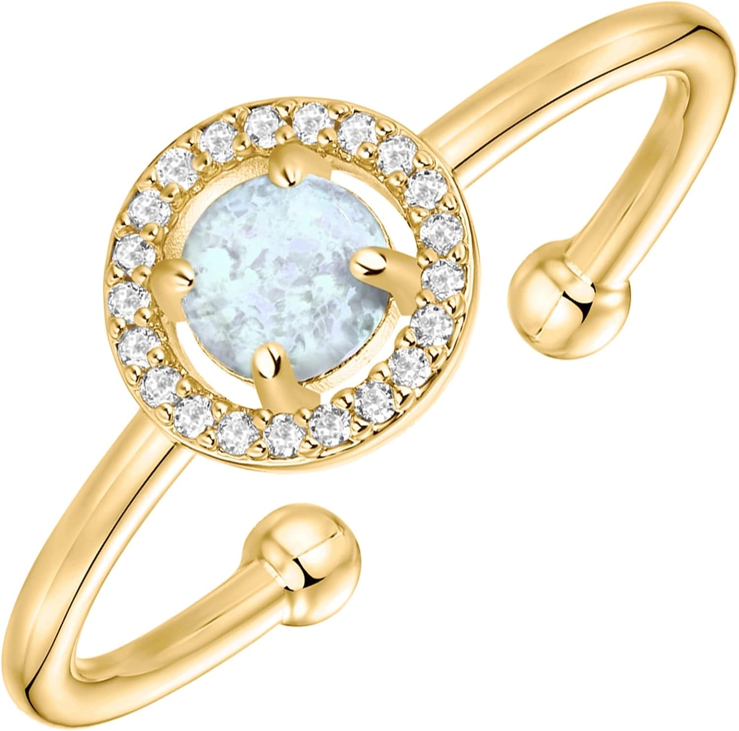 image:imagePAVOI 14K Gold Plated Created Opal Rings Stacking Rings for WomenHalo