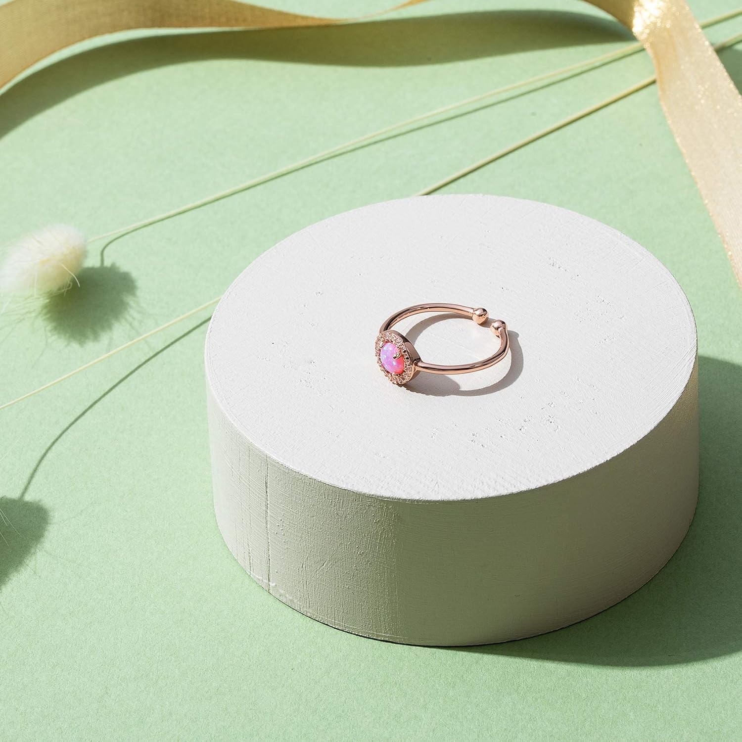 image:imagePAVOI 14K Gold Plated Created Opal Rings Stacking Rings for WomenHalo
