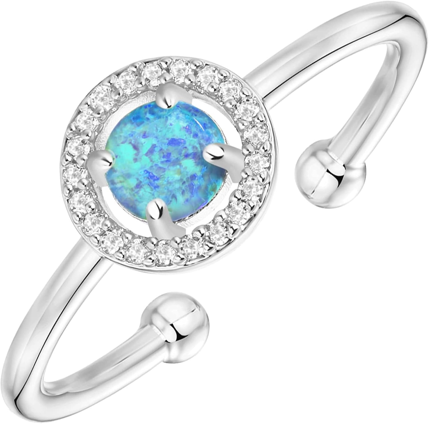 image:imagePAVOI 14K Gold Plated Created Opal Rings Stacking Rings for WomenHalo