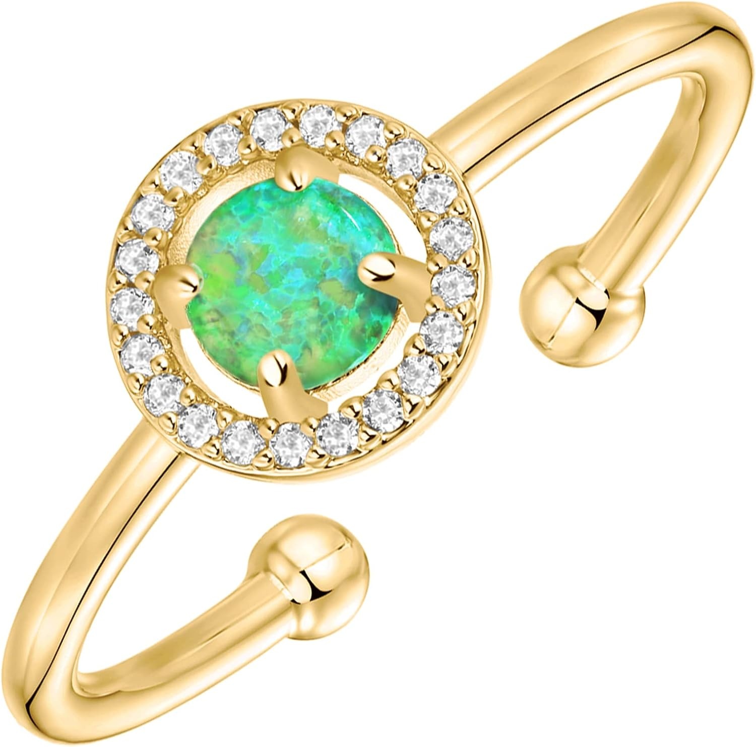 image:imagePAVOI 14K Gold Plated Created Opal Rings Stacking Rings for WomenHalo