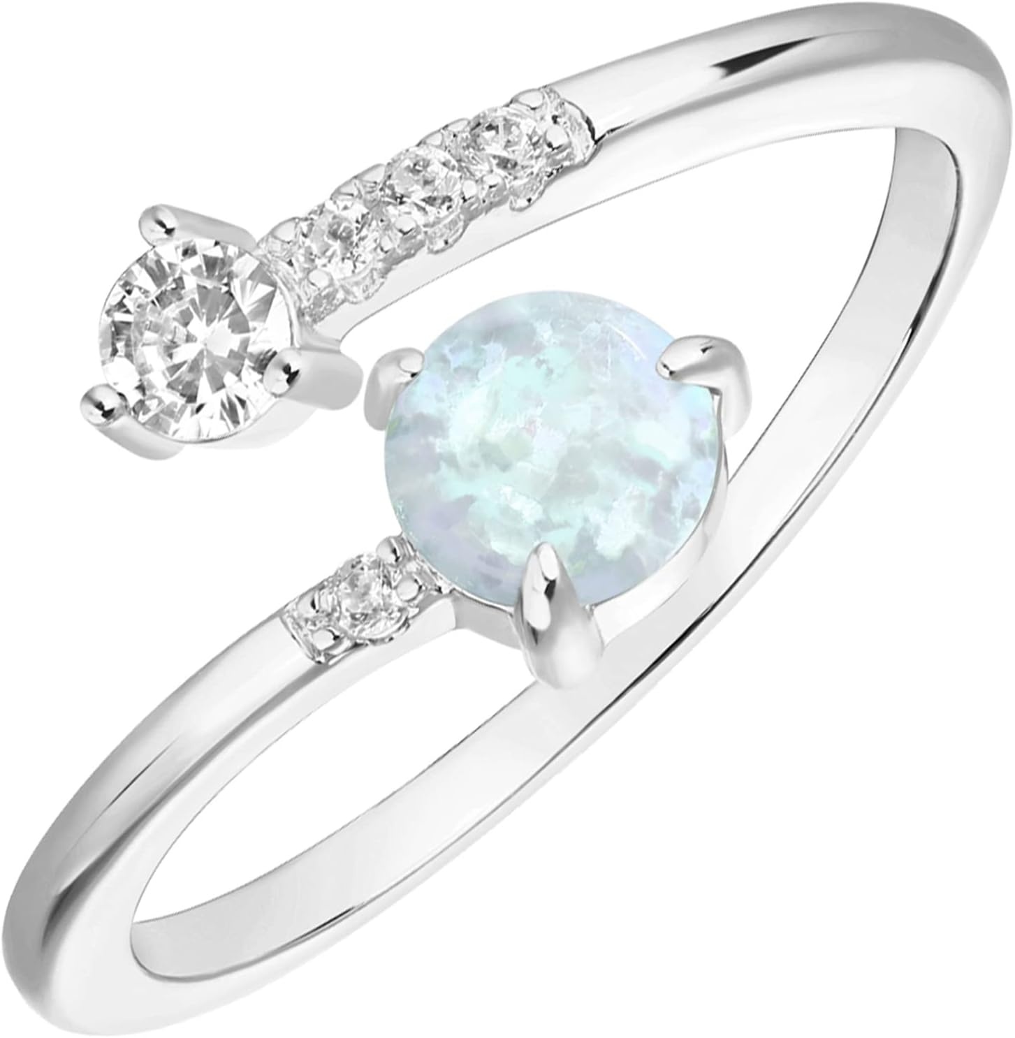 image:imagePAVOI 14K Gold Plated Created Opal Rings Stacking Rings for WomenWraparound