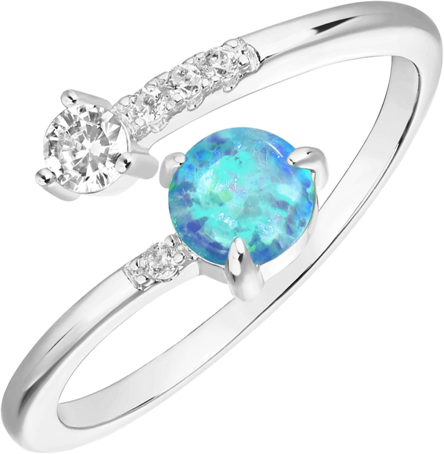 image:imagePAVOI 14K Gold Plated Created Opal Rings Stacking Rings for WomenWraparound