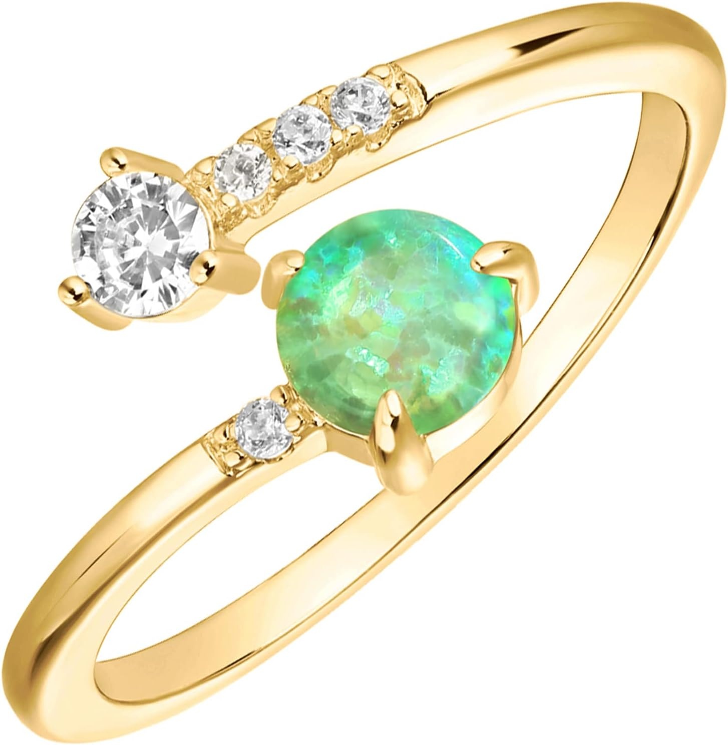 image:imagePAVOI 14K Gold Plated Created Opal Rings Stacking Rings for WomenWraparound