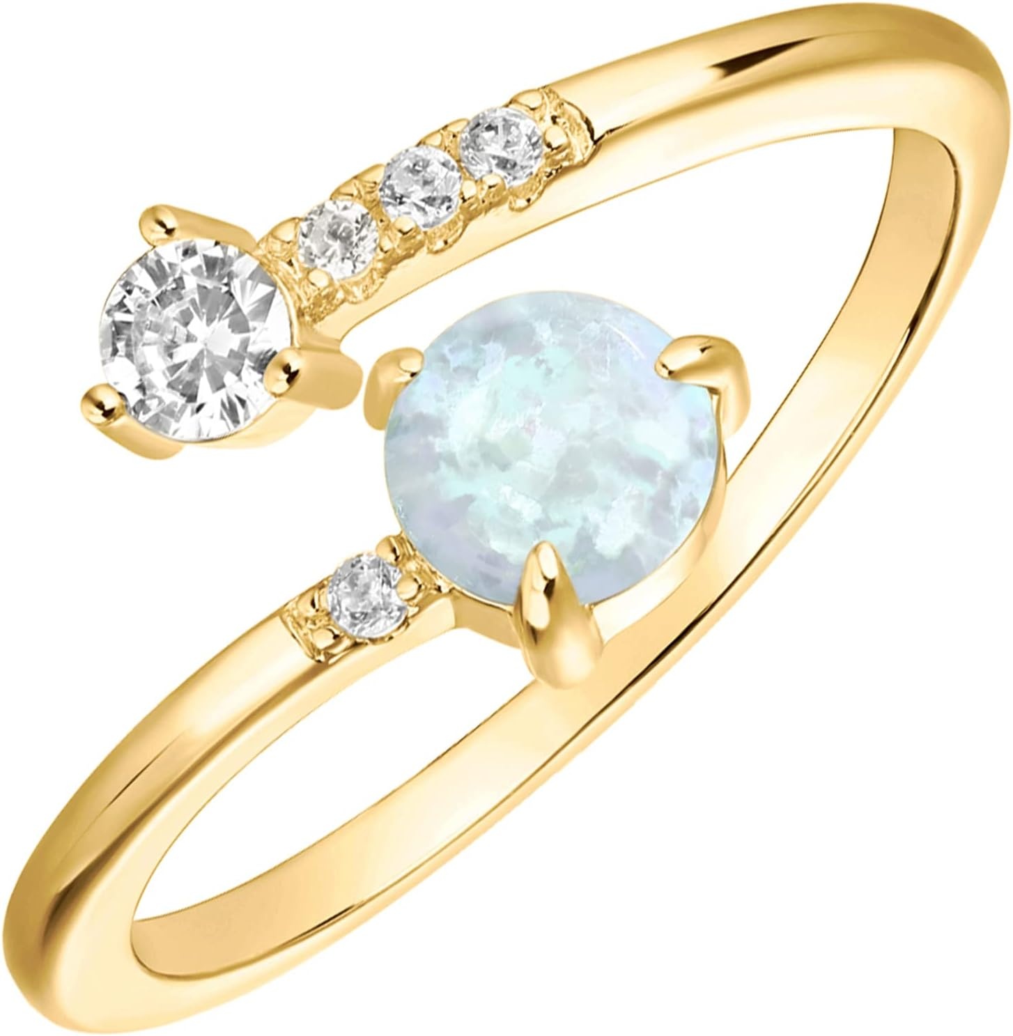 image:imagePAVOI 14K Gold Plated Created Opal Rings Stacking Rings for WomenWraparound