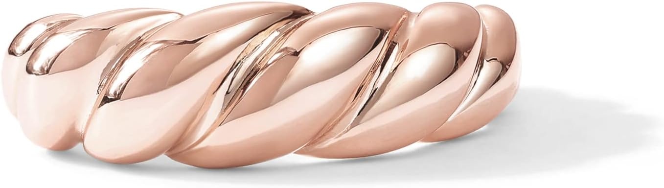 image:imagePAVOI 14K Gold Plated Croissant Dome Rings for Women Trendy Twisted Braided Band Chunky Signet Stackable Ring Stetement JewelryRose Gold