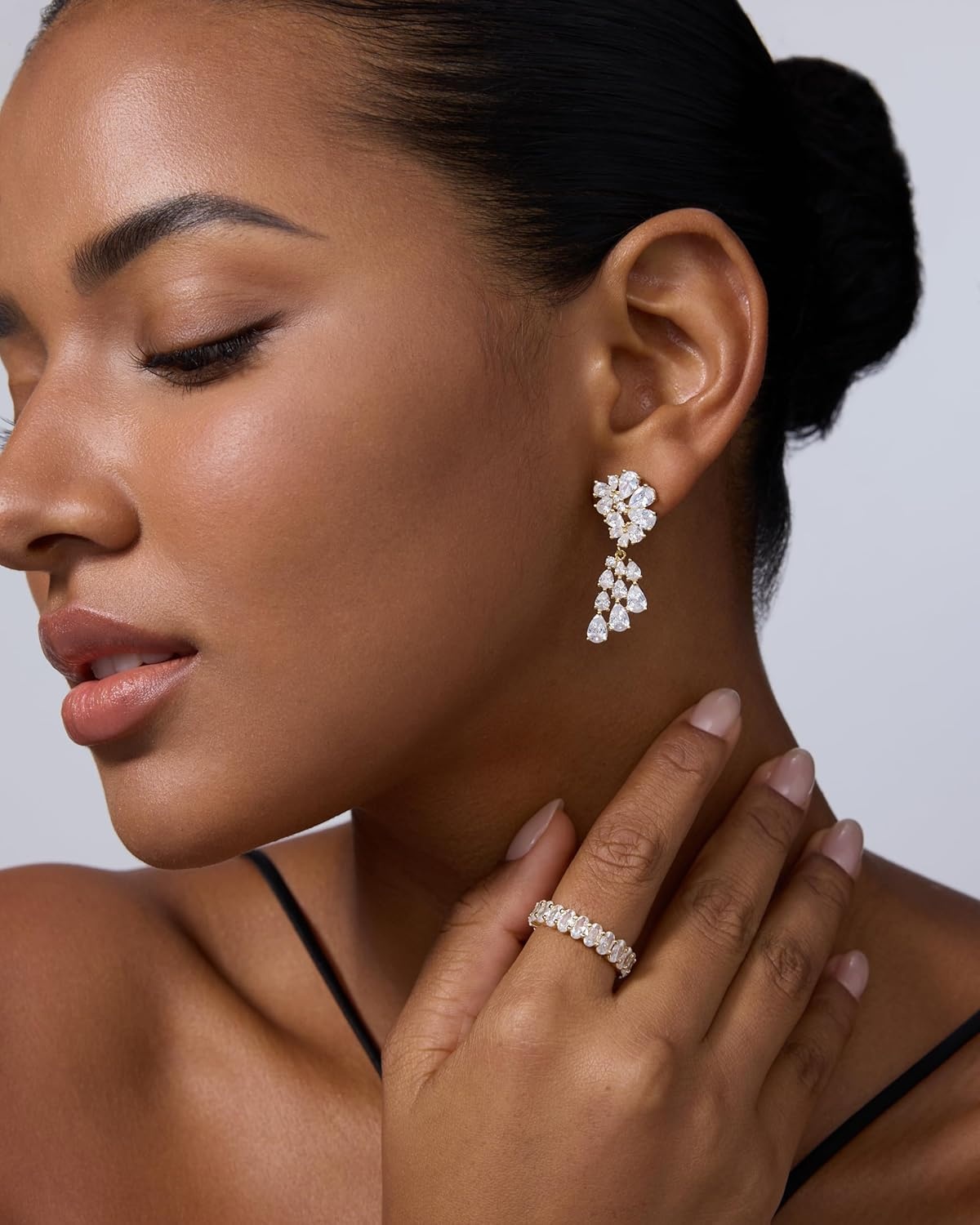 image:imagePAVOI 14K Gold Plated Crystal Chandelier Earrings for Women 925 Sterling Silver Posts Statement Cubic Zirconia Drop Dangle Earrings for Brides Crystal Cluster Long Dangle Wedding JewelryYellow Gold