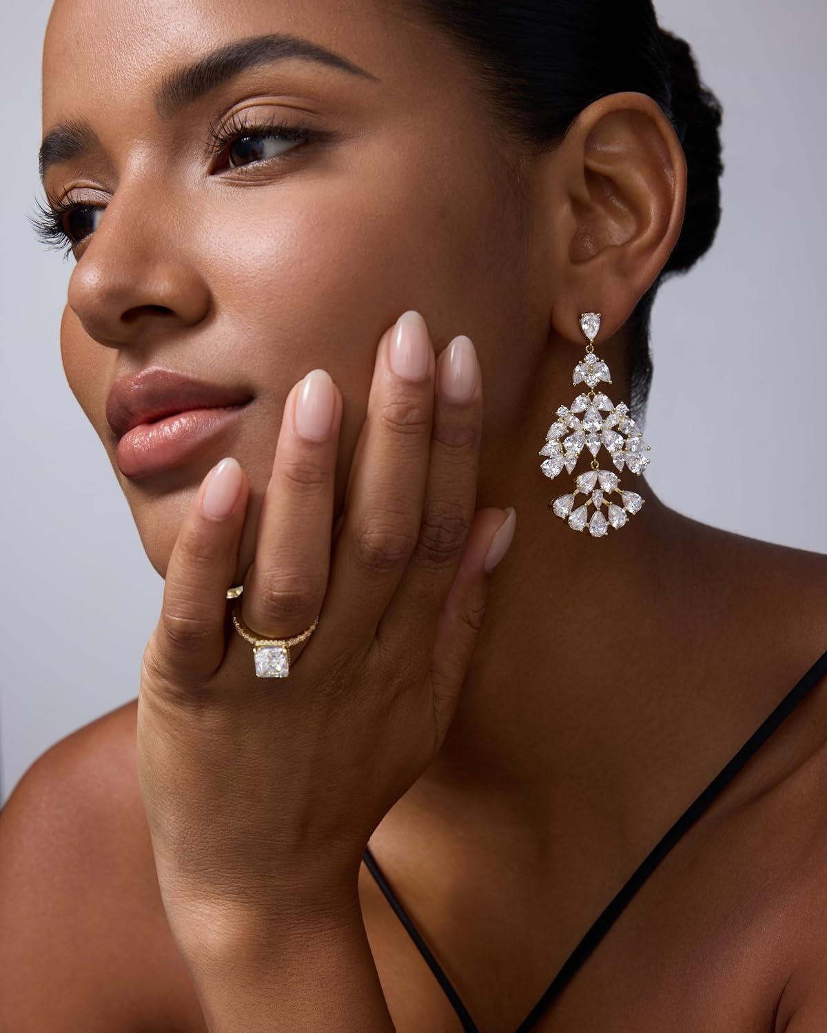 image:imagePAVOI 14K Gold Plated Crystal Chandelier Earrings for Women 925 Sterling Silver Posts Statement Cubic Zirconia Drop Dangle Earrings for Brides Crystal Cluster Long Dangle Wedding JewelryYellow Gold