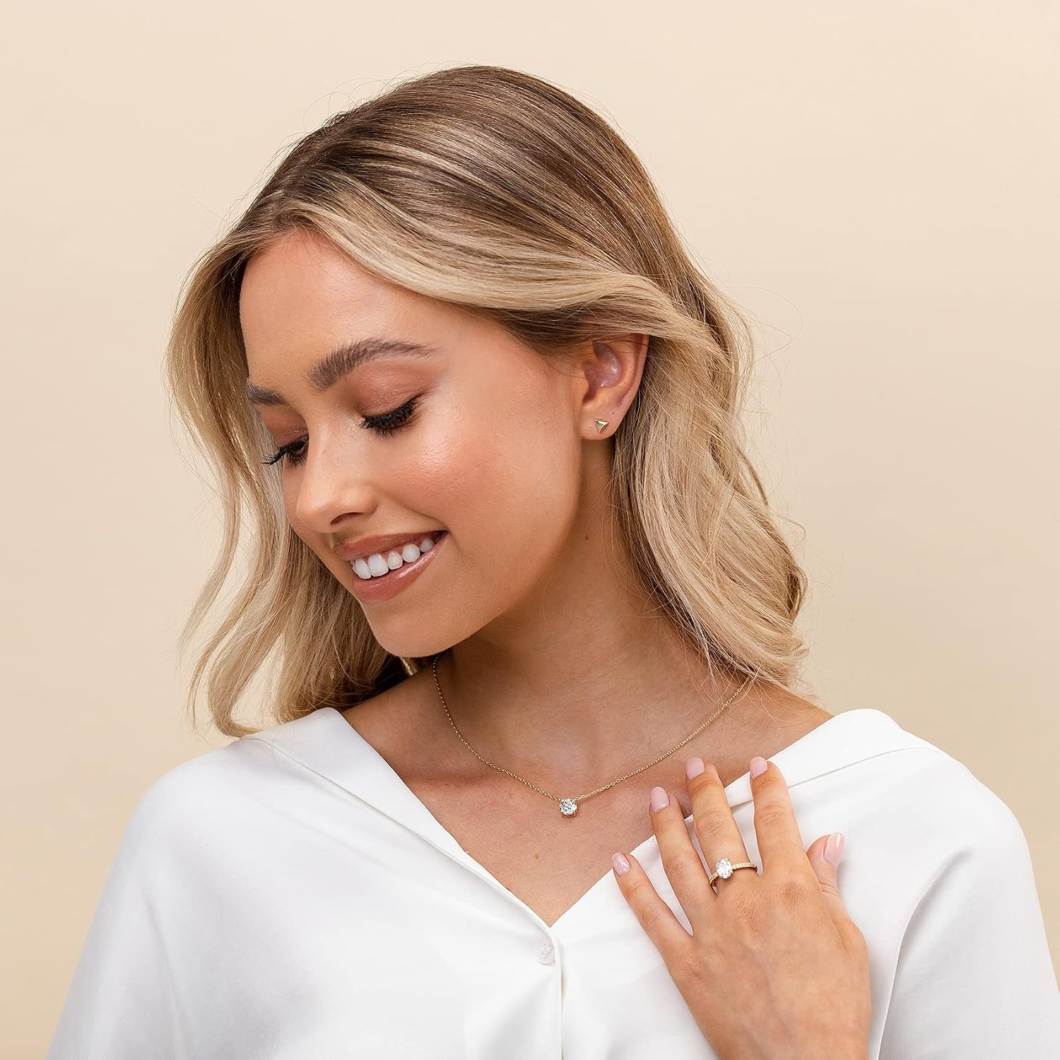 image:imagePAVOI 14K Gold Plated Crystal Solitaire 15 Carat 73mm Cubic Zirconia Dainty Choker Necklace Gold Necklaces for WomenRose Gold
