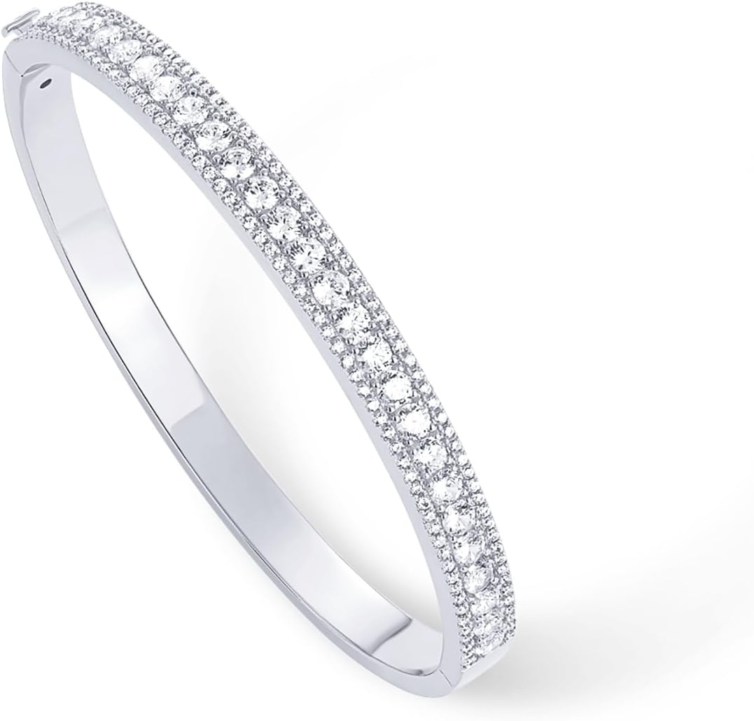 image:imagePAVOI 14K Gold Plated Cubic Zirconia Bangle Tennis Bracelets for Women Classic Love Cuff Bangle BraceletsWhite Gold