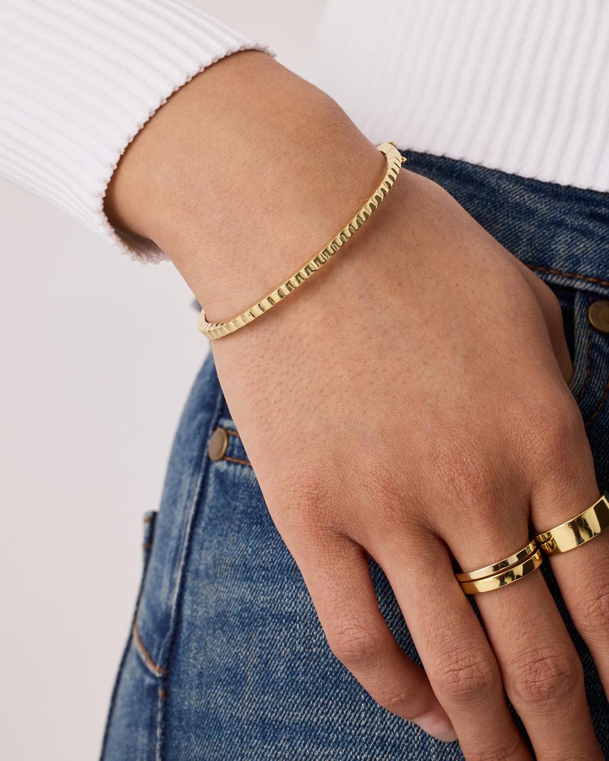 image:imagePAVOI 14K Gold Plated Cubic Zirconia Bangle Tennis Bracelets for Women Classic Love Cuff Bangle BraceletsWhite Gold