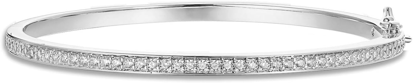 image:imagePAVOI 14K Gold Plated Cubic Zirconia Bangle Tennis Bracelets for Women Classic Love Cuff Bangle BraceletsWhite Gold
