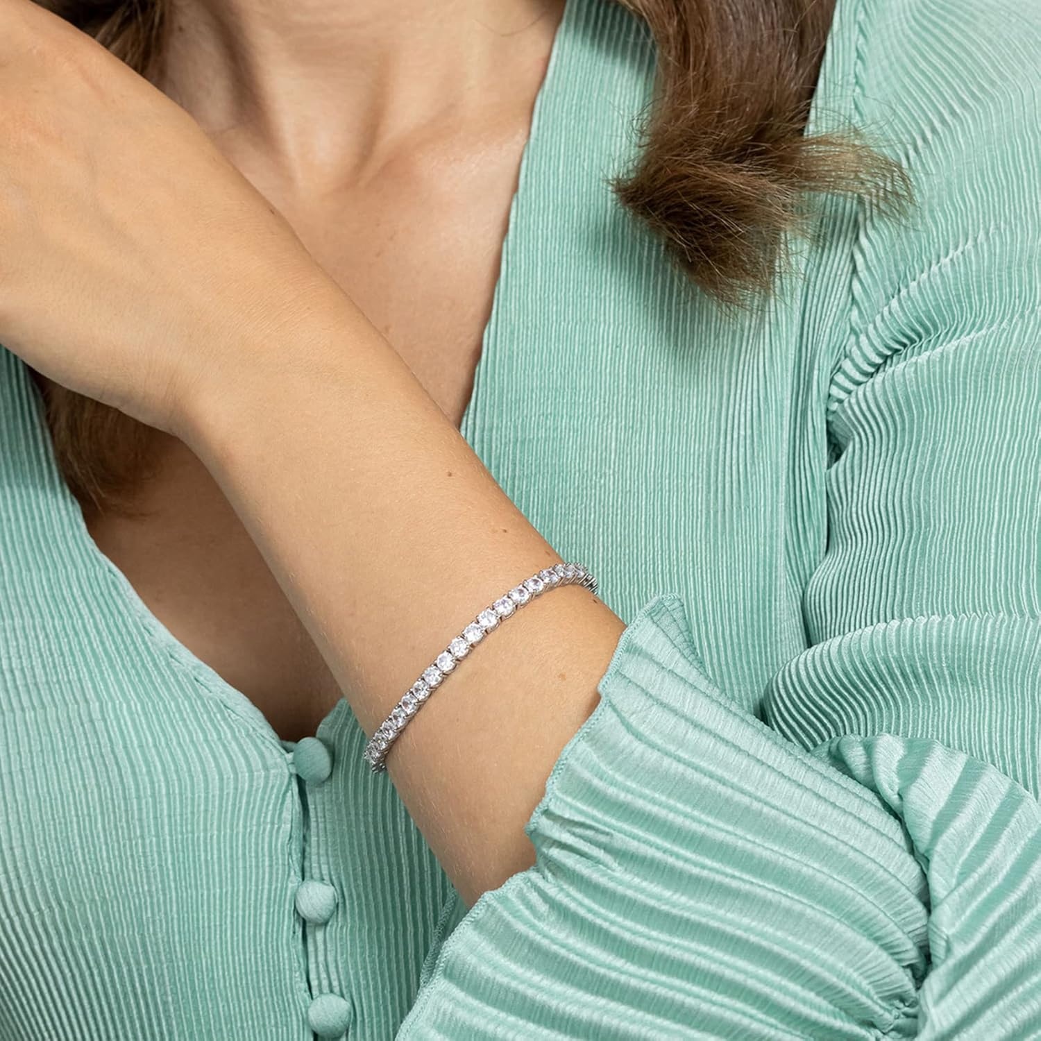 image:imagePAVOI 14K Gold Plated Cubic Zirconia Classic Tennis Bracelet Gold Bracelets for Women 4mm CZWhite Gold
