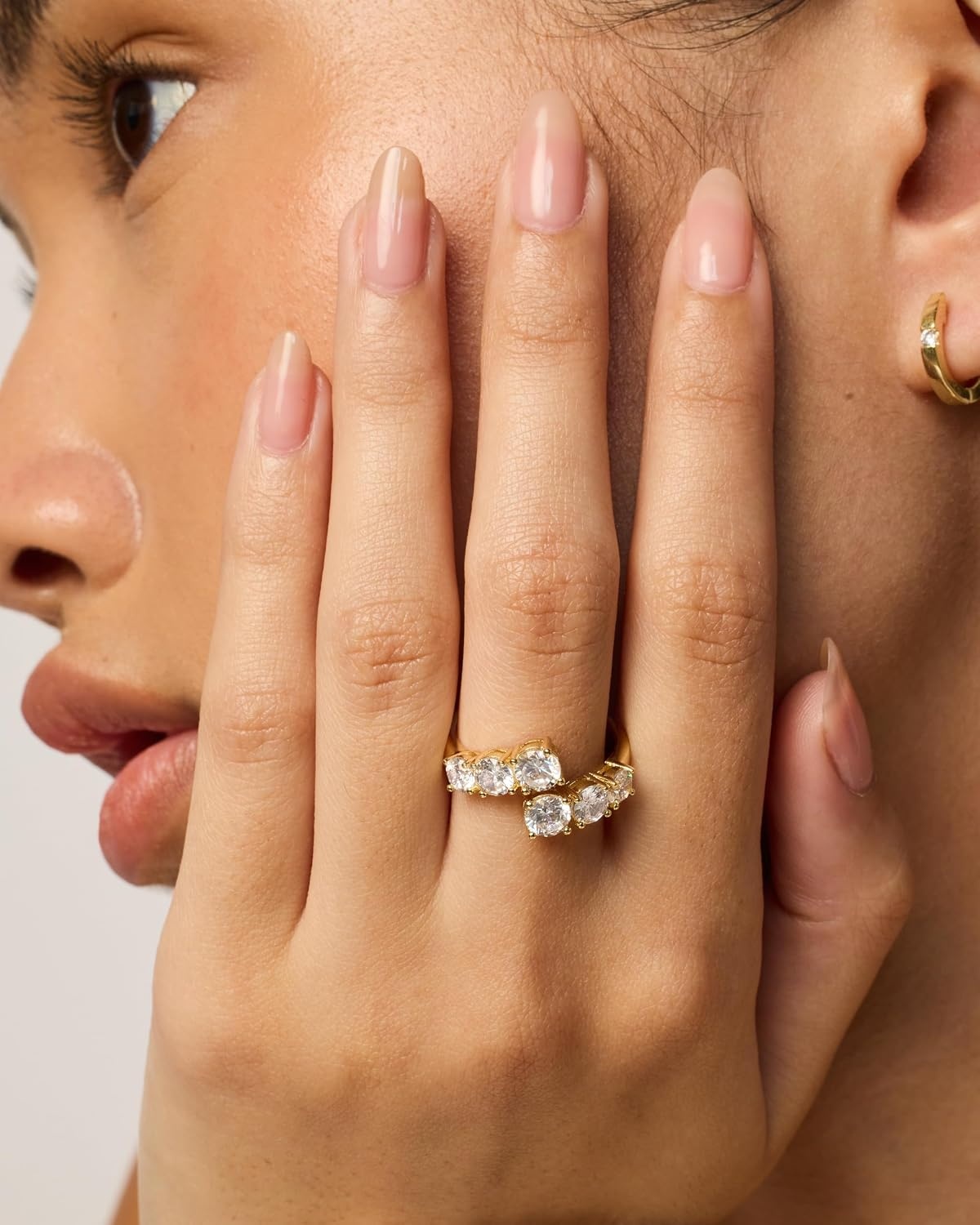 image:imagePAVOI 14K Gold Plated Cubic Zirconia Crossover Chunky Eternity Ring for Women Open Twist Stackable Bands CZ Statement RingsWhite Gold