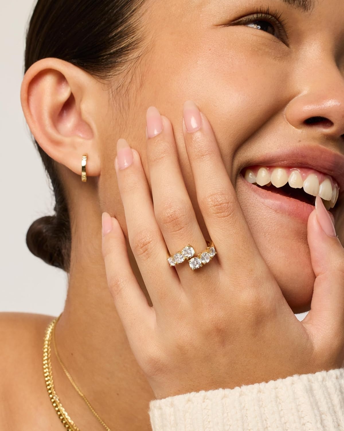 image:imagePAVOI 14K Gold Plated Cubic Zirconia Crossover Chunky Eternity Ring for Women Open Twist Stackable Bands CZ Statement RingsWhite Gold