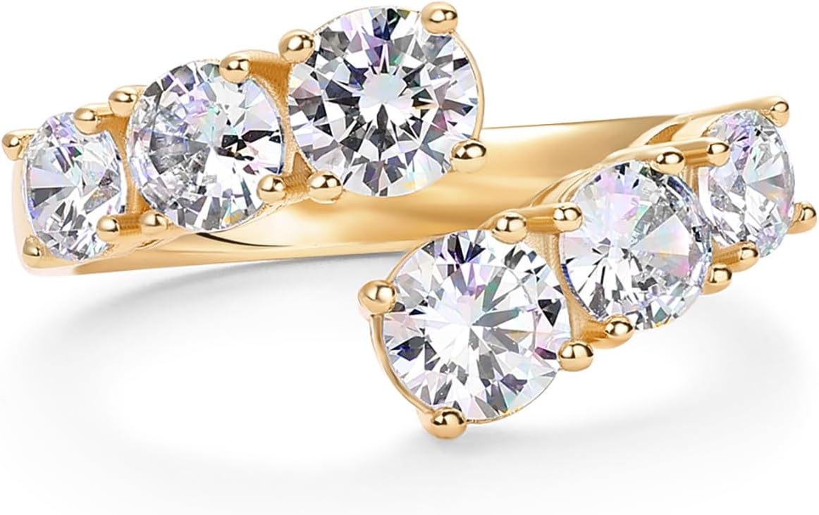 image:imagePAVOI 14K Gold Plated Cubic Zirconia Crossover Chunky Eternity Ring for Women Open Twist Stackable Bands CZ Statement RingsYellow Gold
