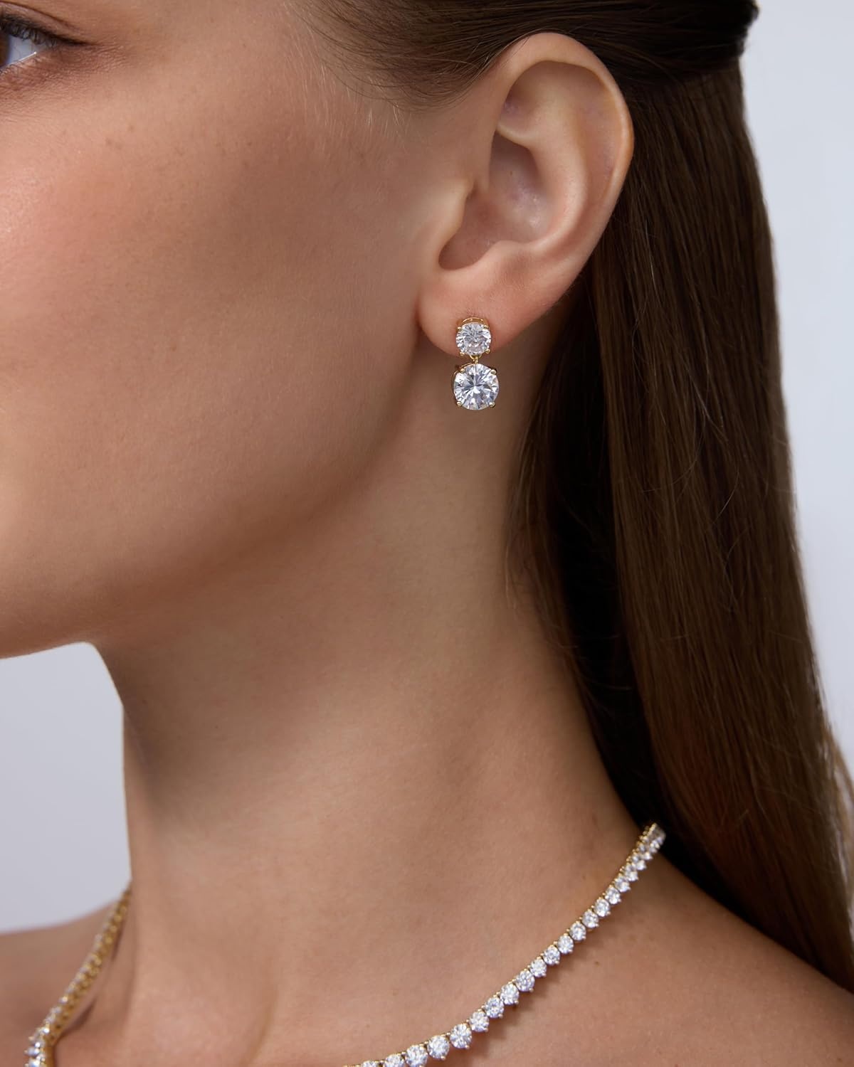 image:imagePAVOI 14K Gold Plated Cubic Zirconia Dangle Earrings for Women Crystal Long Linear Bridal Drop Earrings Cluster CZ Pearl Simulated Diamond Drop Dangle Wedding Jewelry for Brides amp BridesmaidYellow Gold