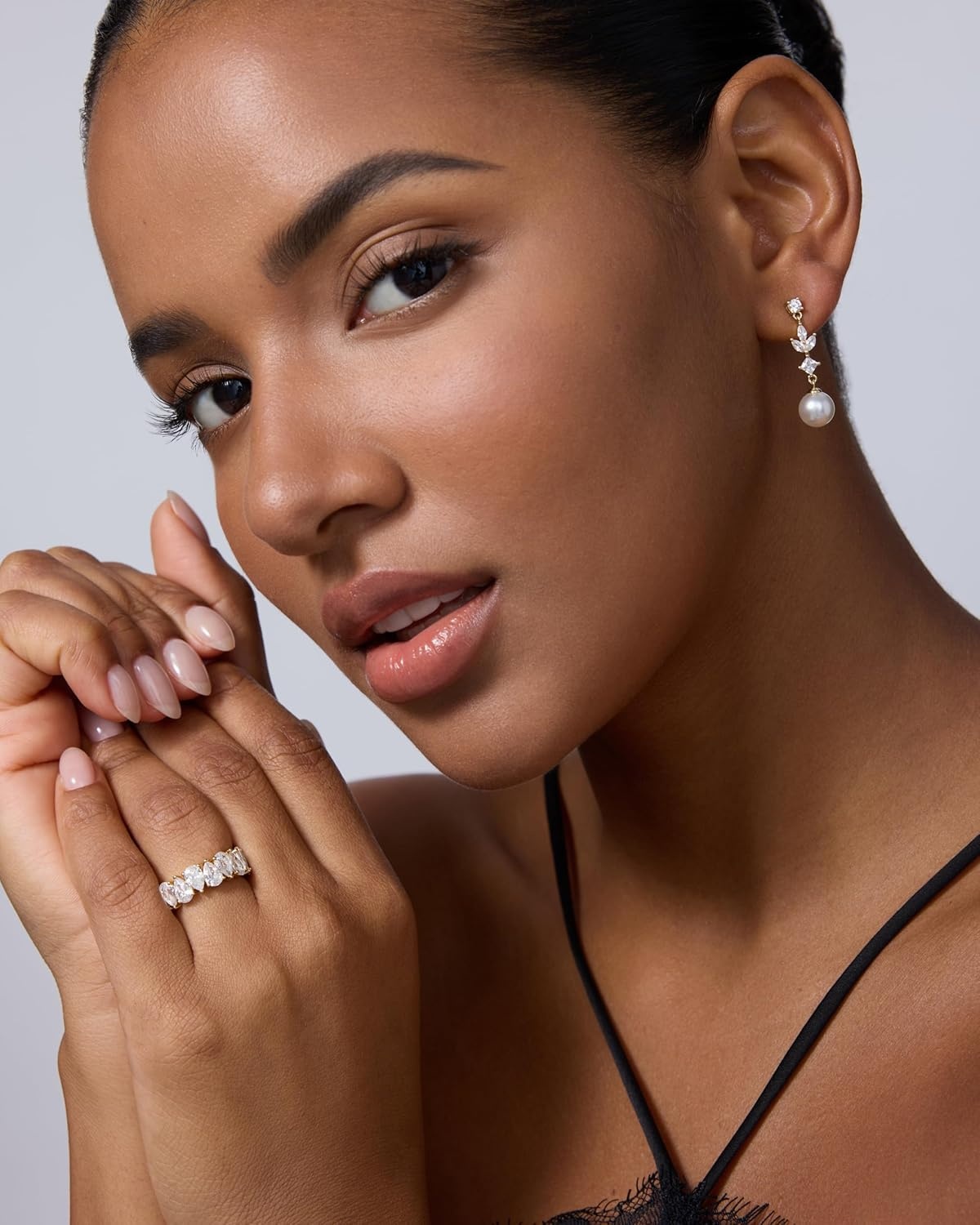 image:imagePAVOI 14K Gold Plated Cubic Zirconia Dangle Earrings for Women Crystal Long Linear Bridal Drop Earrings Cluster CZ Pearl Simulated Diamond Drop Dangle Wedding Jewelry for Brides amp BridesmaidYellow Gold