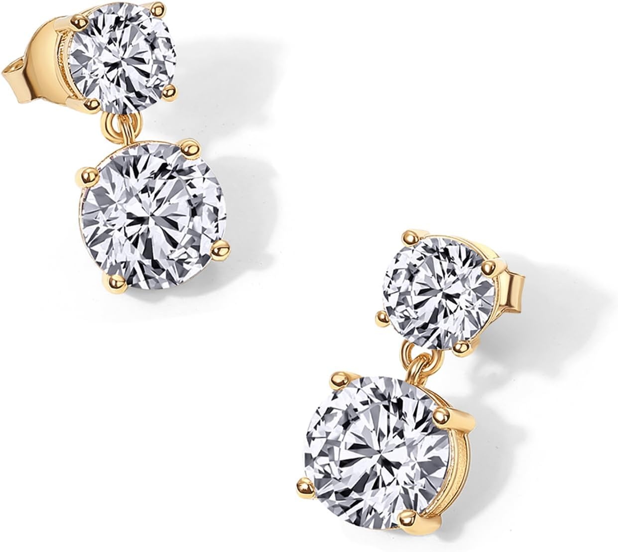 image:imagePAVOI 14K Gold Plated Cubic Zirconia Dangle Earrings for Women Crystal Long Linear Bridal Drop Earrings Cluster CZ Pearl Simulated Diamond Drop Dangle Wedding Jewelry for Brides amp BridesmaidYellow Gold