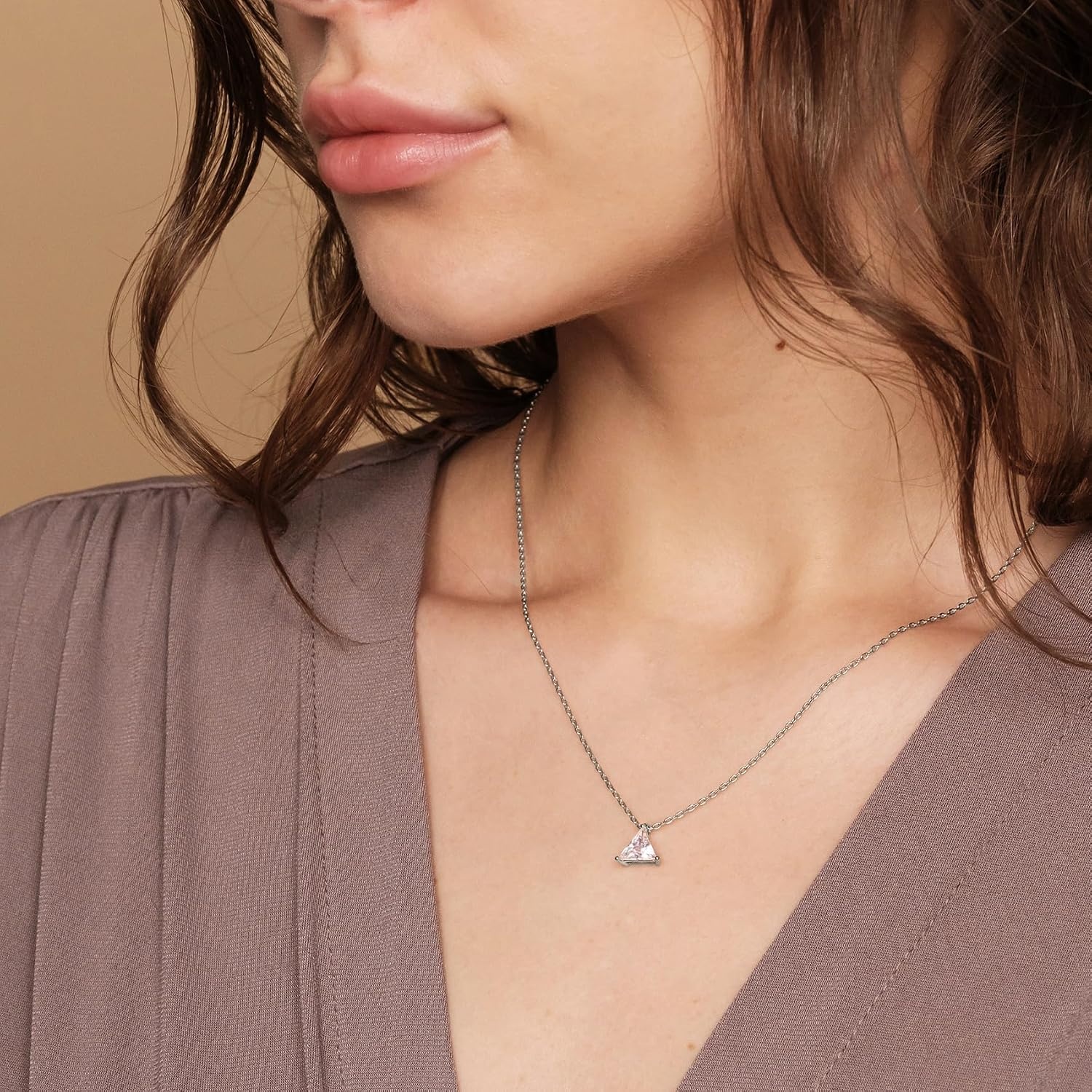 image:imagePAVOI 14K Gold Plated Cubic Zirconia Diamond Pendant Necklace for Women Adjustable SliderWhite Gold
