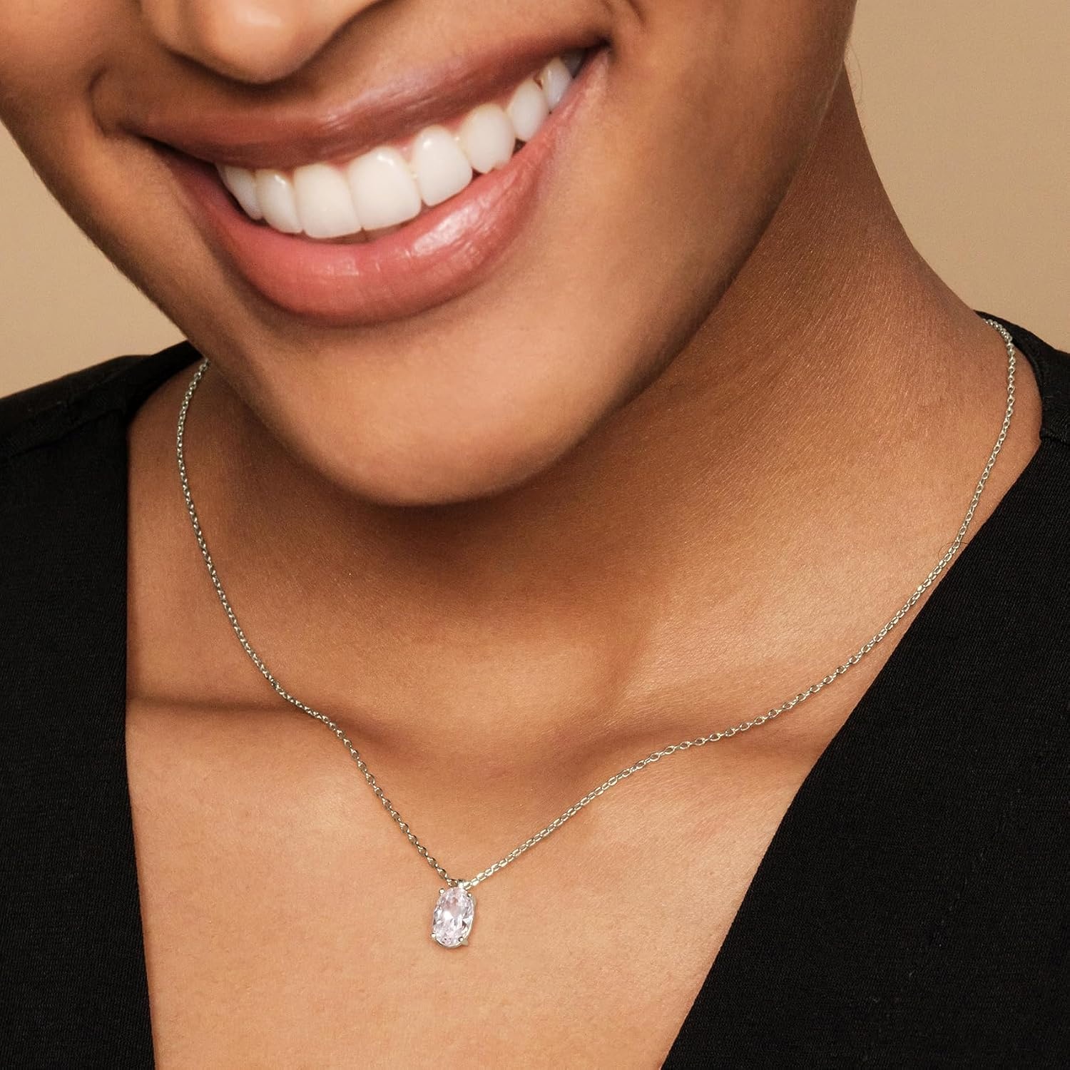 image:imagePAVOI 14K Gold Plated Cubic Zirconia Diamond Pendant Necklace for Women Adjustable SliderWhite Gold