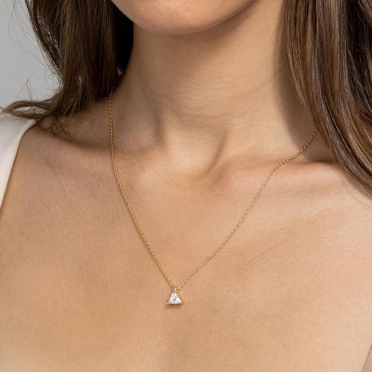 image:imagePAVOI 14K Gold Plated Cubic Zirconia Diamond Pendant Necklace for Women Adjustable SliderYellow Gold