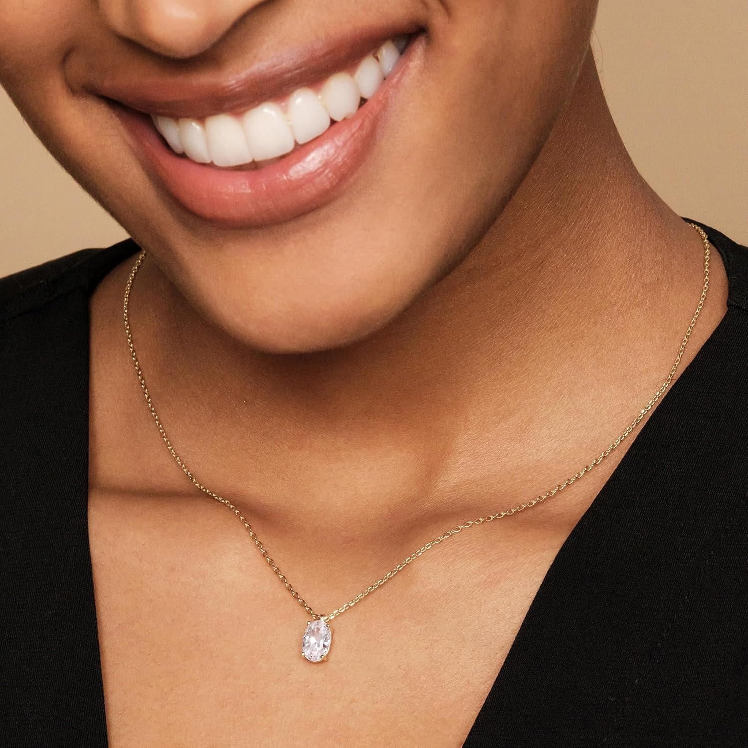 image:imagePAVOI 14K Gold Plated Cubic Zirconia Diamond Pendant Necklace for Women Adjustable SliderYellow Gold