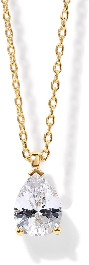 image:imagePAVOI 14K Gold Plated Cubic Zirconia Diamond Pendant Necklace for Women Adjustable SliderYellow Gold
