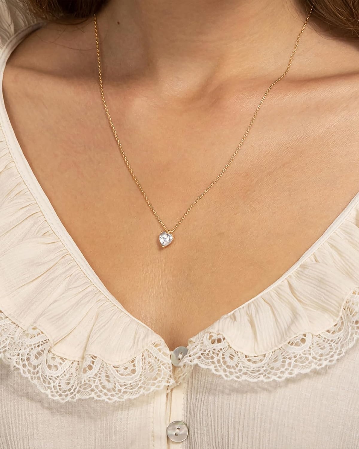image:imagePAVOI 14K Gold Plated Cubic Zirconia Diamond Pendant Necklace for Women Adjustable SliderYellow Gold