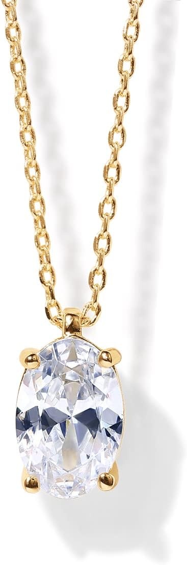 image:imagePAVOI 14K Gold Plated Cubic Zirconia Diamond Pendant Necklace for Women Adjustable SliderYellow Gold